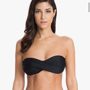Ocean blues black bandeau twist bikini top M